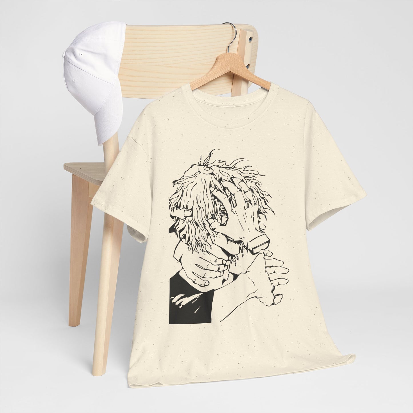 Emotional Unisex Heavy Cotton Tee - Minimalist Art Design