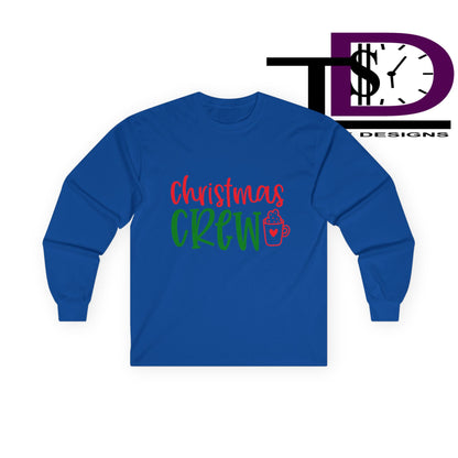 Christmas Crew Long Sleeve Tee, Holiday T-Shirt, Family Gathering Shirt, Winter Apparel, Festive Cotton Top