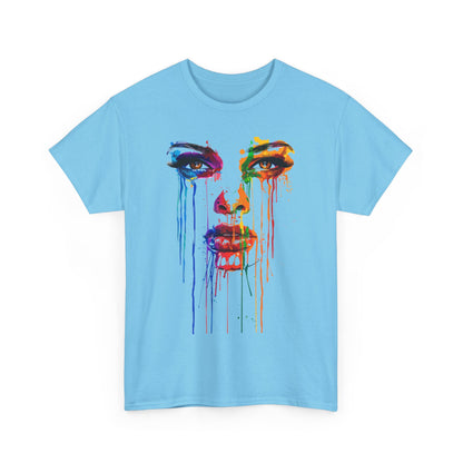 Artistic Rainbow Drip Unisex Heavy Cotton Tee | Vibrant Fashion for Self-Expression