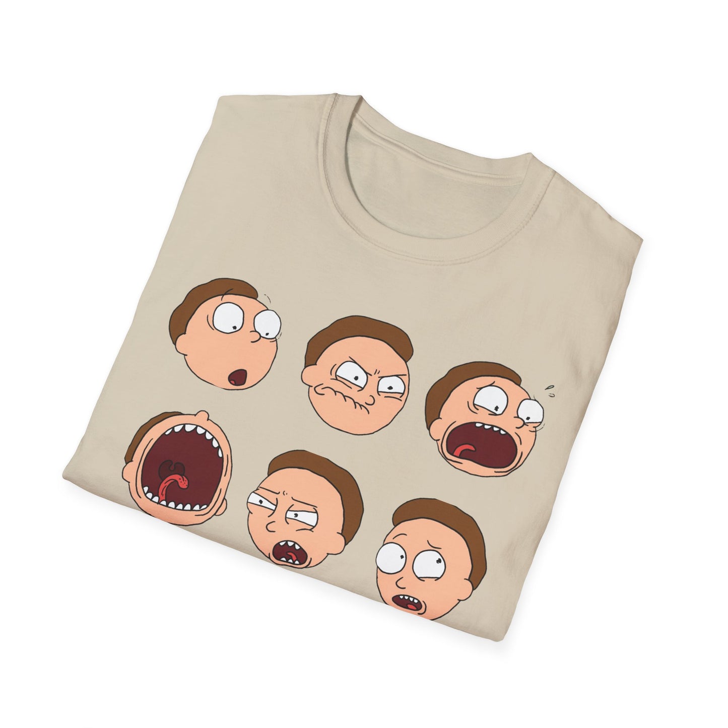 Funny Expressions Unisex Softstyle T-Shirt - Emotive Cartoon Faces