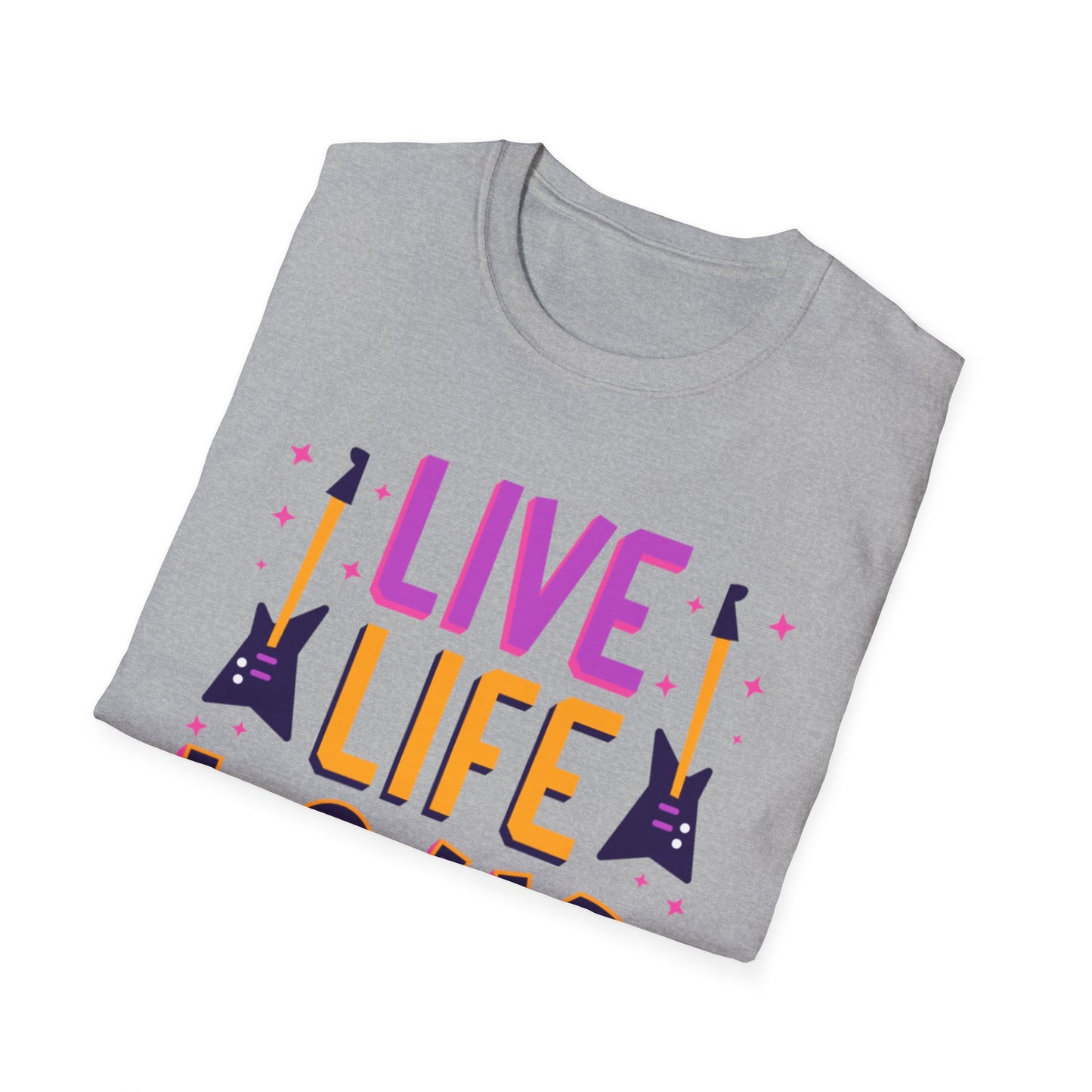 Live Life Loud Unisex Softstyle T-Shirt, Music Lover Gift, Concert Outfit, Rock Band Tee, Birthday Present, Festival Wear