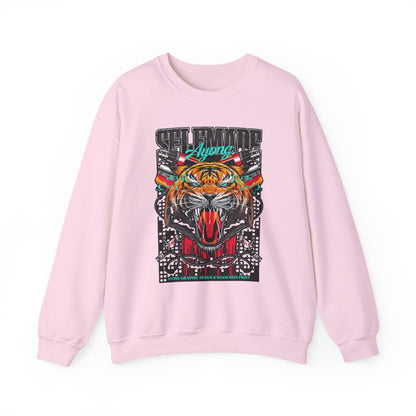 Crewneck Sweatshirt — Bold Roaring Tiger Graphic with 'Ayoung' Ribbon