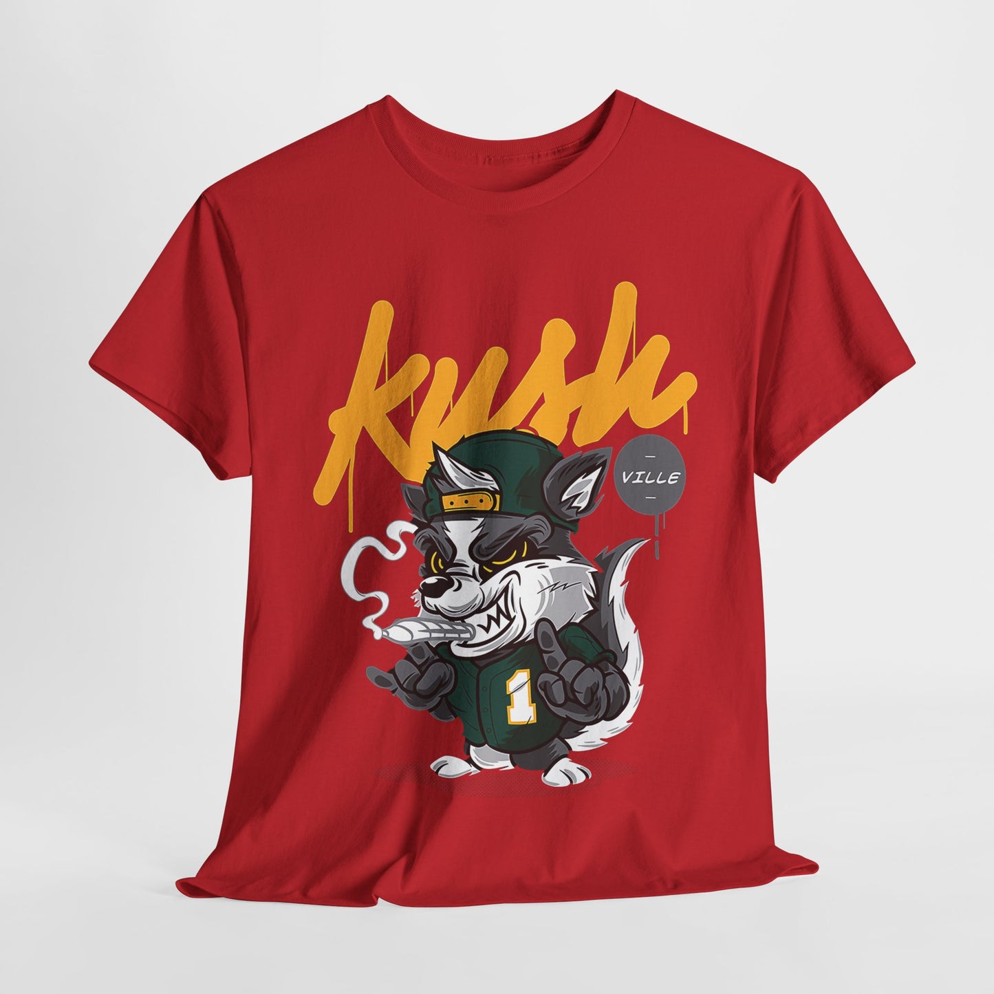 Street Style Unisex Heavy Cotton Tee - 'Kush Ville' Graphic Design
