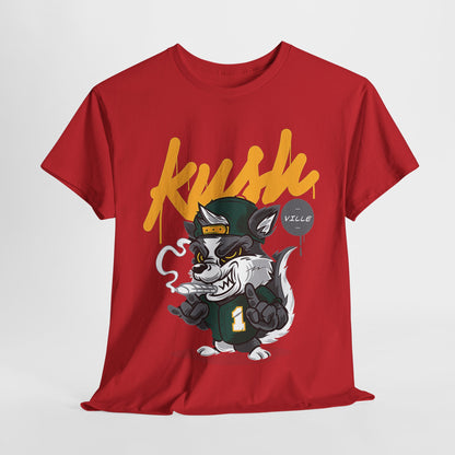 Street Style Unisex Heavy Cotton Tee - 'Kush Ville' Graphic Design