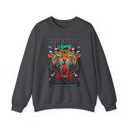 Crewneck Sweatshirt — Bold Roaring Tiger Graphic with 'Ayoung' Ribbon