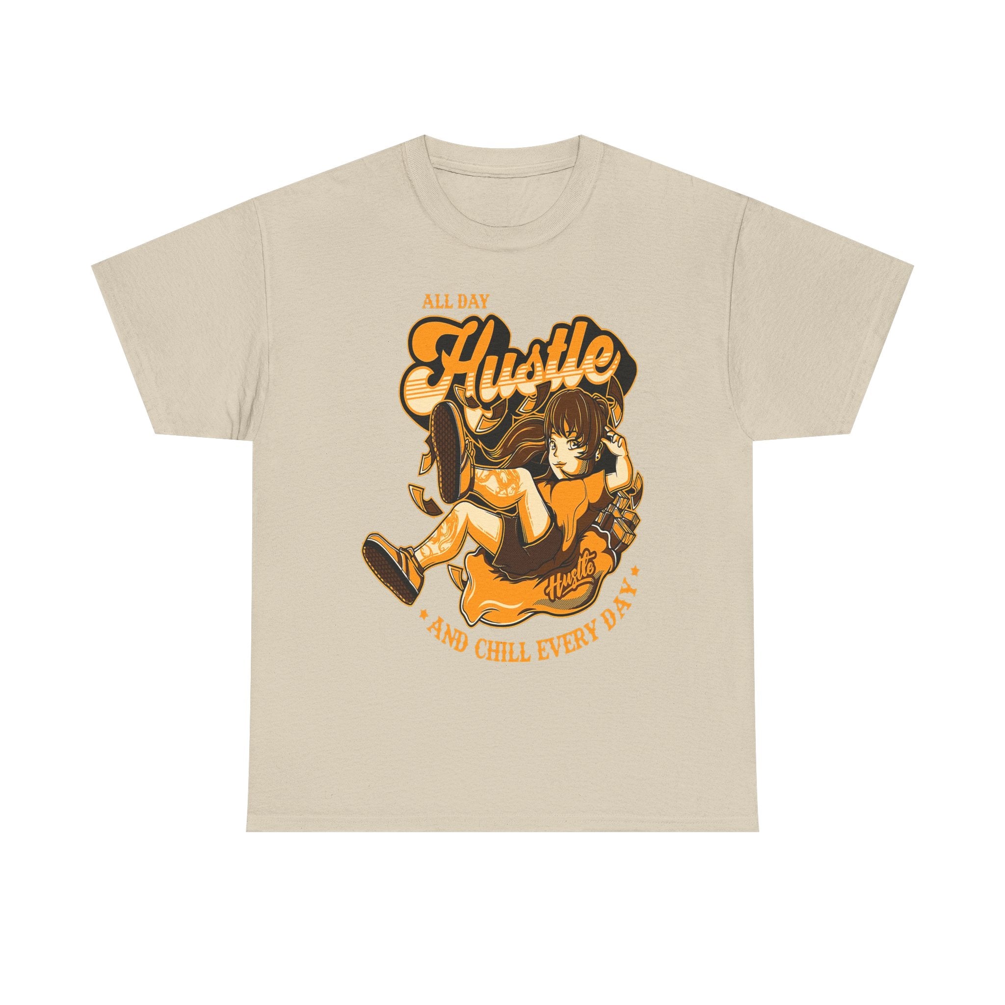 All Day Hustle Unisex Heavy Cotton Tee - Chill Vibes Graphic Tee