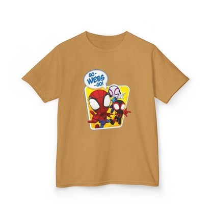 Spiderman Kids Heavy Cotton Tee - Playful Superhero Shirt for Young Fans