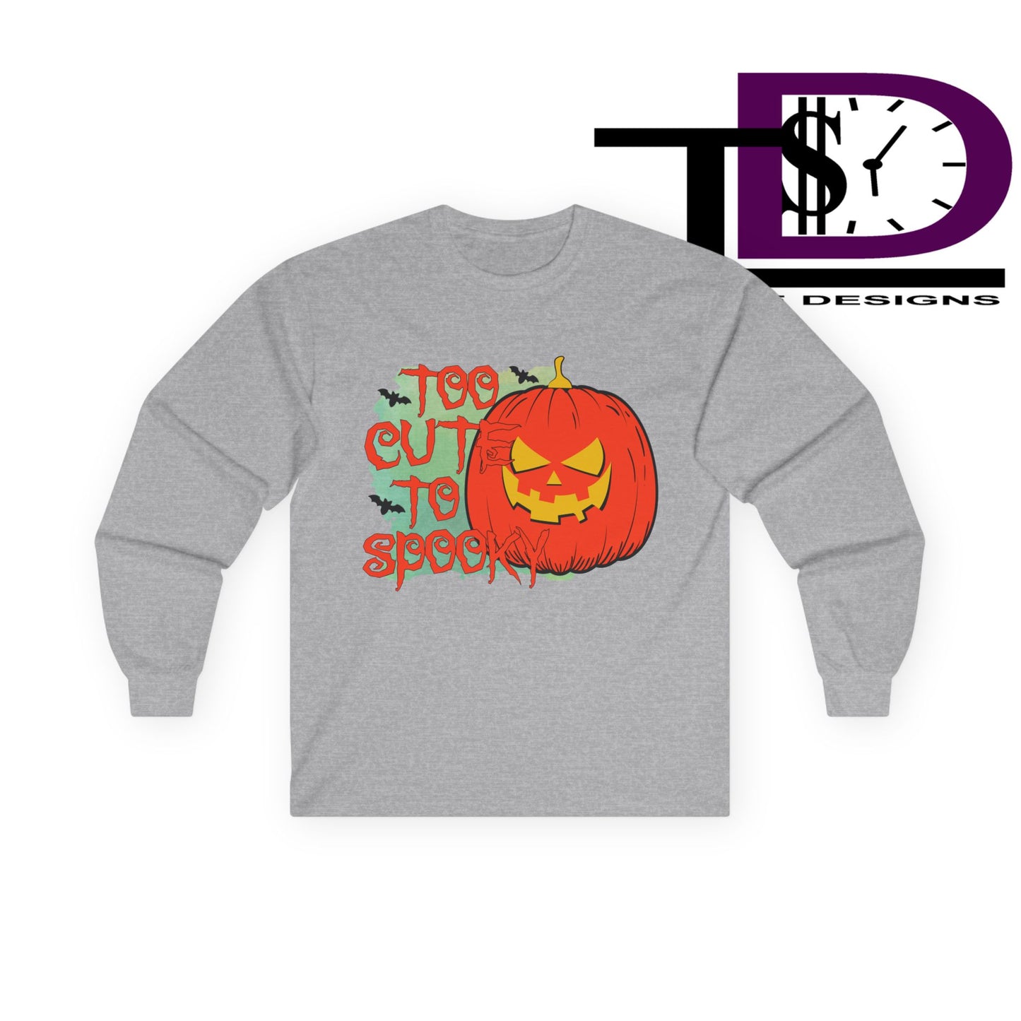 Too Cute to Spook Halloween Long Sleeve Tee, Fall Apparel, Pumpkin Graphic Shirt, Unisex Tee, Halloween Costume, Casual Wear