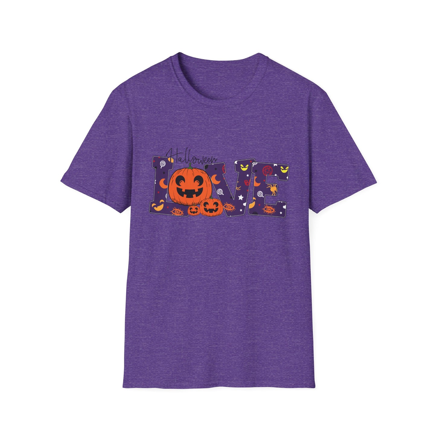 Halloween Love Graphic Tee, Unisex Softstyle T-Shirt for Fall, Halloween Party Shirt, Spooky Season Apparel, Gift for Pumpkin Lover