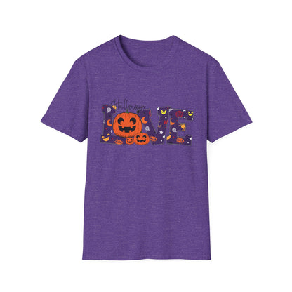 Halloween Love Graphic Tee, Unisex Softstyle T-Shirt for Fall, Halloween Party Shirt, Spooky Season Apparel, Gift for Pumpkin Lover