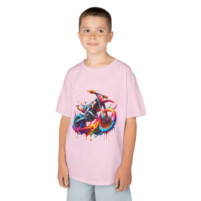 Kids' Motorcycle Graphic Tee - Vibrant Splash Design