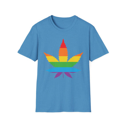 Rainbow Cannabis Leaf T-Shirt, Pride Shirt, LGBTQ+ Apparel, Gift for Cannabis Lovers, Summer Fashion, Unisex Tee