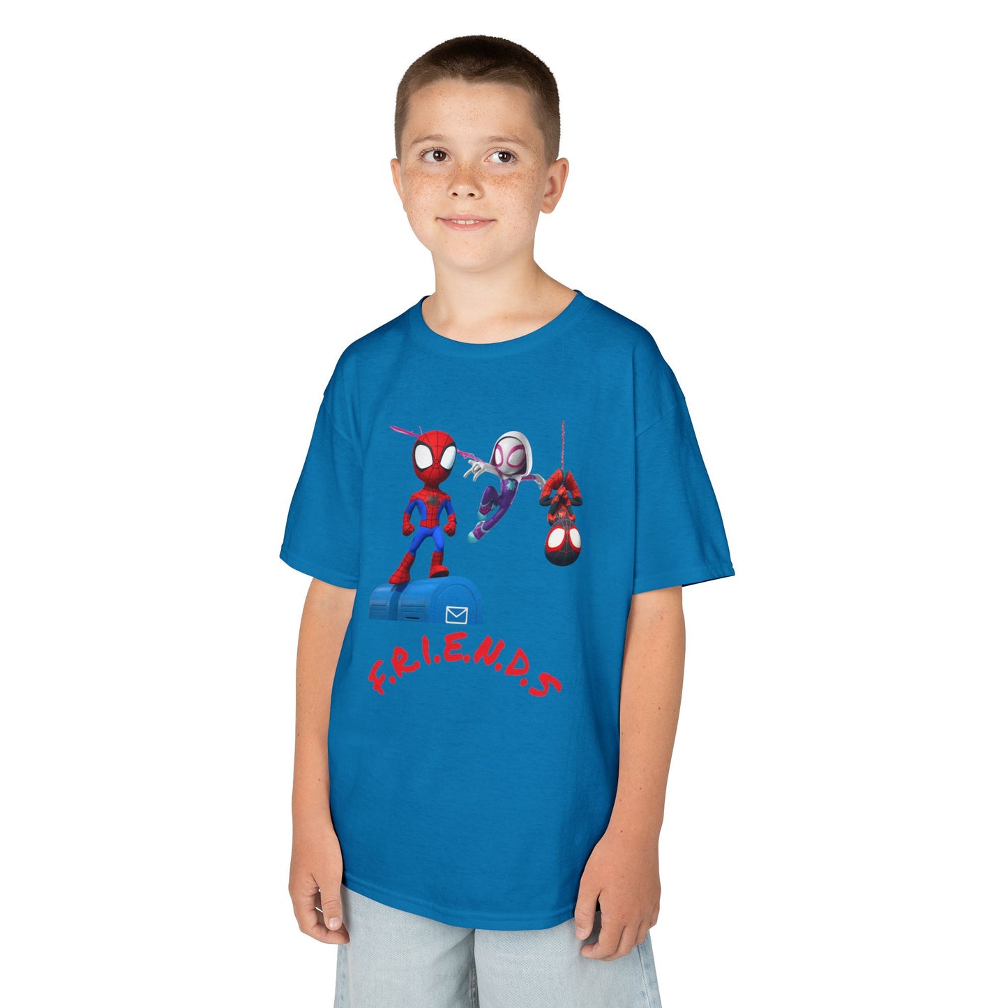 Kids' Friends Spider-Man Tee - Fun & Colorful Cotton T-Shirt for Young Superheroes