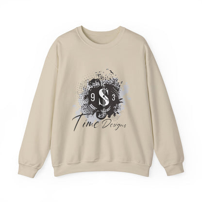 Crewneck Sweatshirt — Grunge Dollar Logo "Time Designs" Graphic