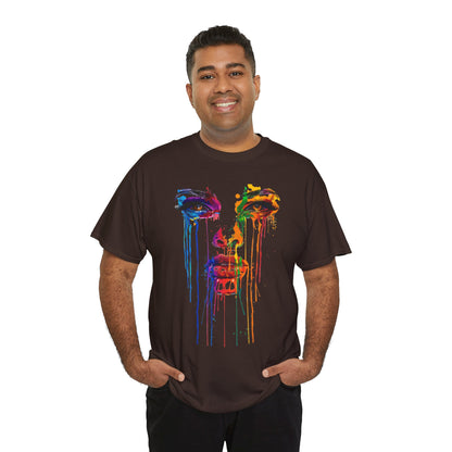 Artistic Rainbow Drip Unisex Heavy Cotton Tee | Vibrant Fashion for Self-Expression