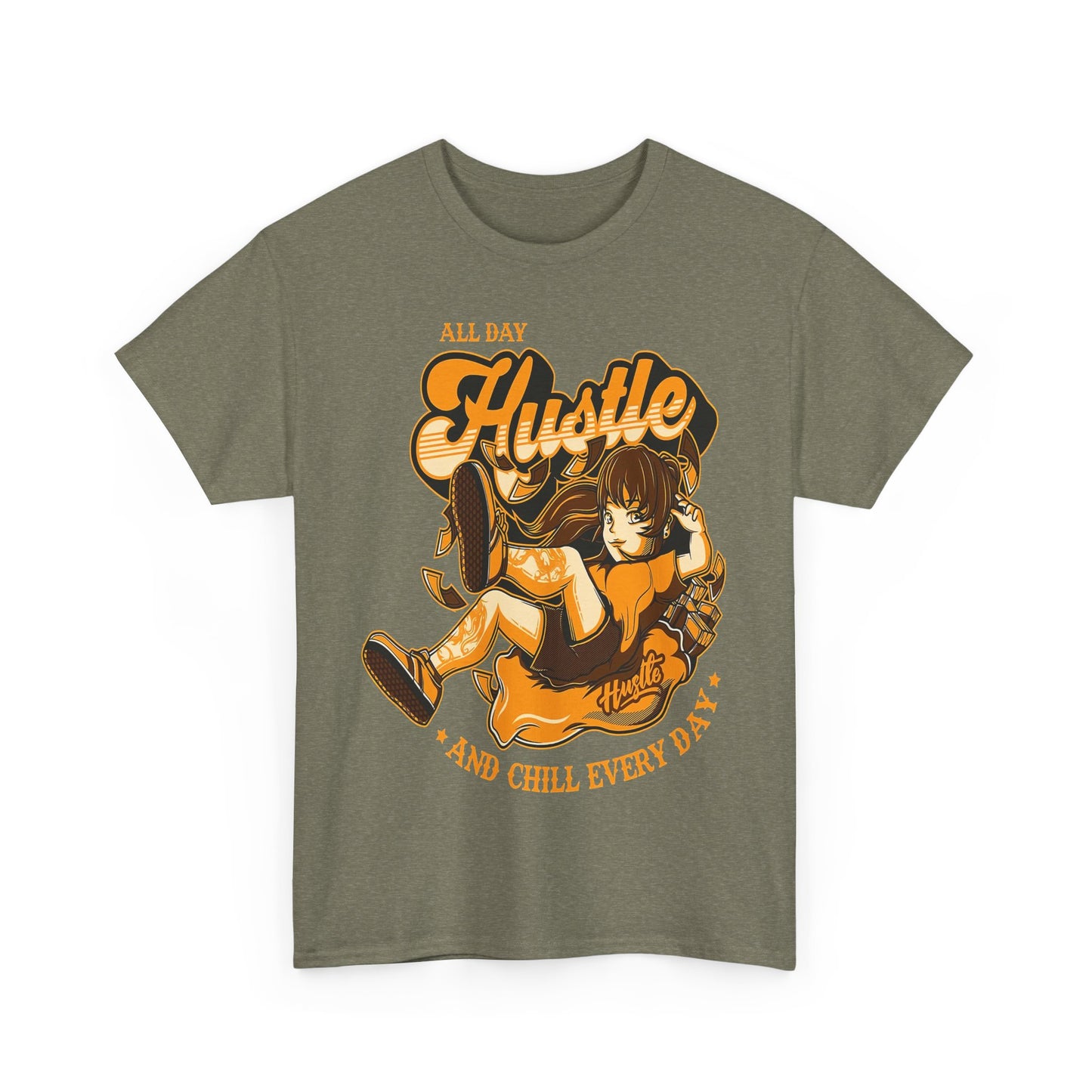 All Day Hustle Unisex Heavy Cotton Tee - Chill Vibes Graphic Tee