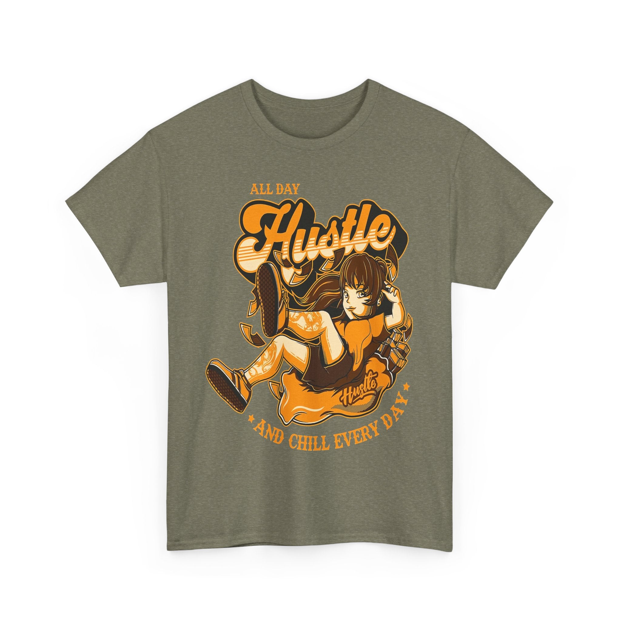 All Day Hustle Unisex Heavy Cotton Tee - Chill Vibes Graphic Tee