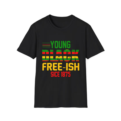 Young Black Free-Ish Unisex Softstyle T-Shirt, Celebratory Tee, Cultural Pride Shirt, Equality Apparel, Ideal for Events & Gifts