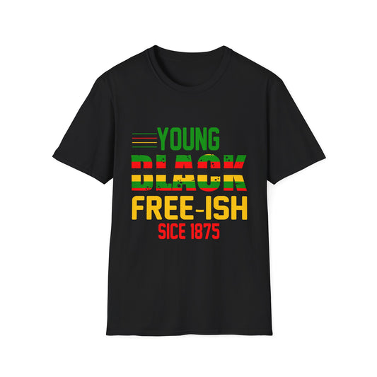 Young Black Free-Ish Unisex Softstyle T-Shirt, Celebratory Tee, Cultural Pride Shirt, Equality Apparel, Ideal for Events & Gifts