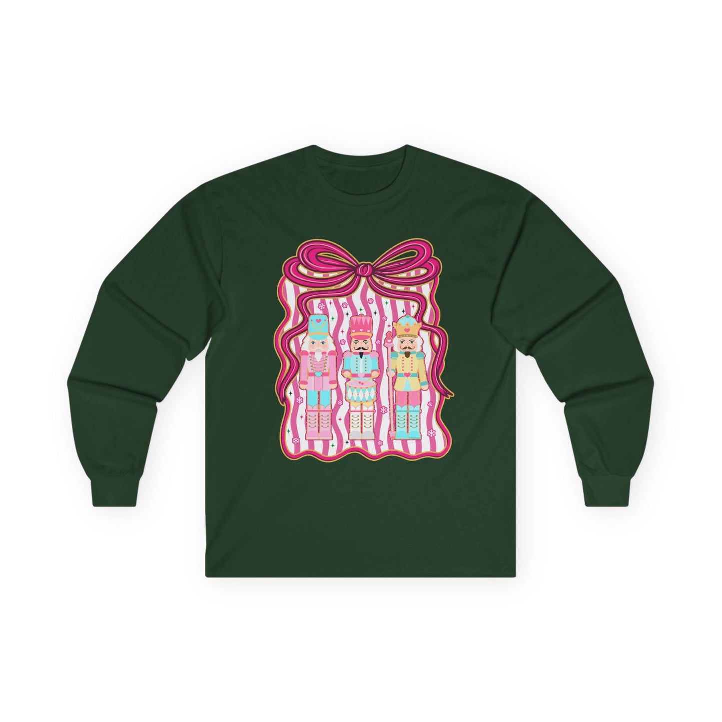Long Sleeve Tee — Cute Kawaii Nutcracker Dolls with Bow Graphic