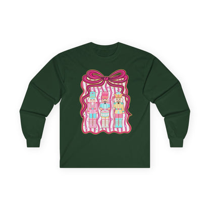 Long Sleeve Tee — Cute Kawaii Nutcracker Dolls with Bow Graphic