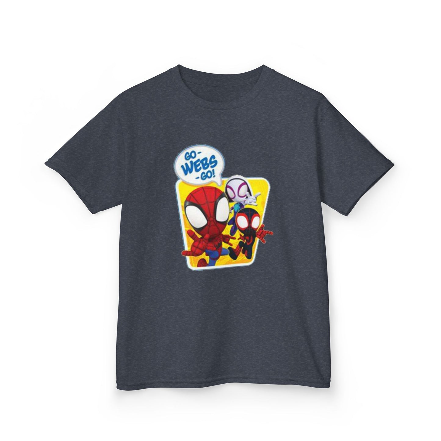 Spiderman Kids Heavy Cotton Tee - Playful Superhero Shirt for Young Fans