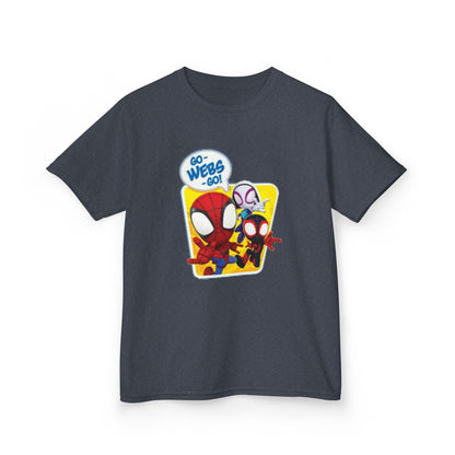 Spiderman Kids Heavy Cotton Tee - Playful Superhero Shirt for Young Fans