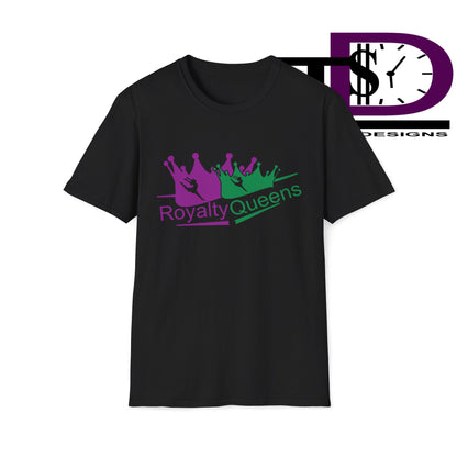 Royalty Queens T-Shirt, Unisex Softstyle Tee for Celebrations, Birthday Gifts, Empowerment Wear, Casual Fashion, Crown Design