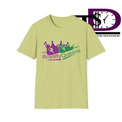 Royalty Queens T-Shirt, Unisex Softstyle Tee for Celebrations, Birthday Gifts, Empowerment Wear, Casual Fashion, Crown Design