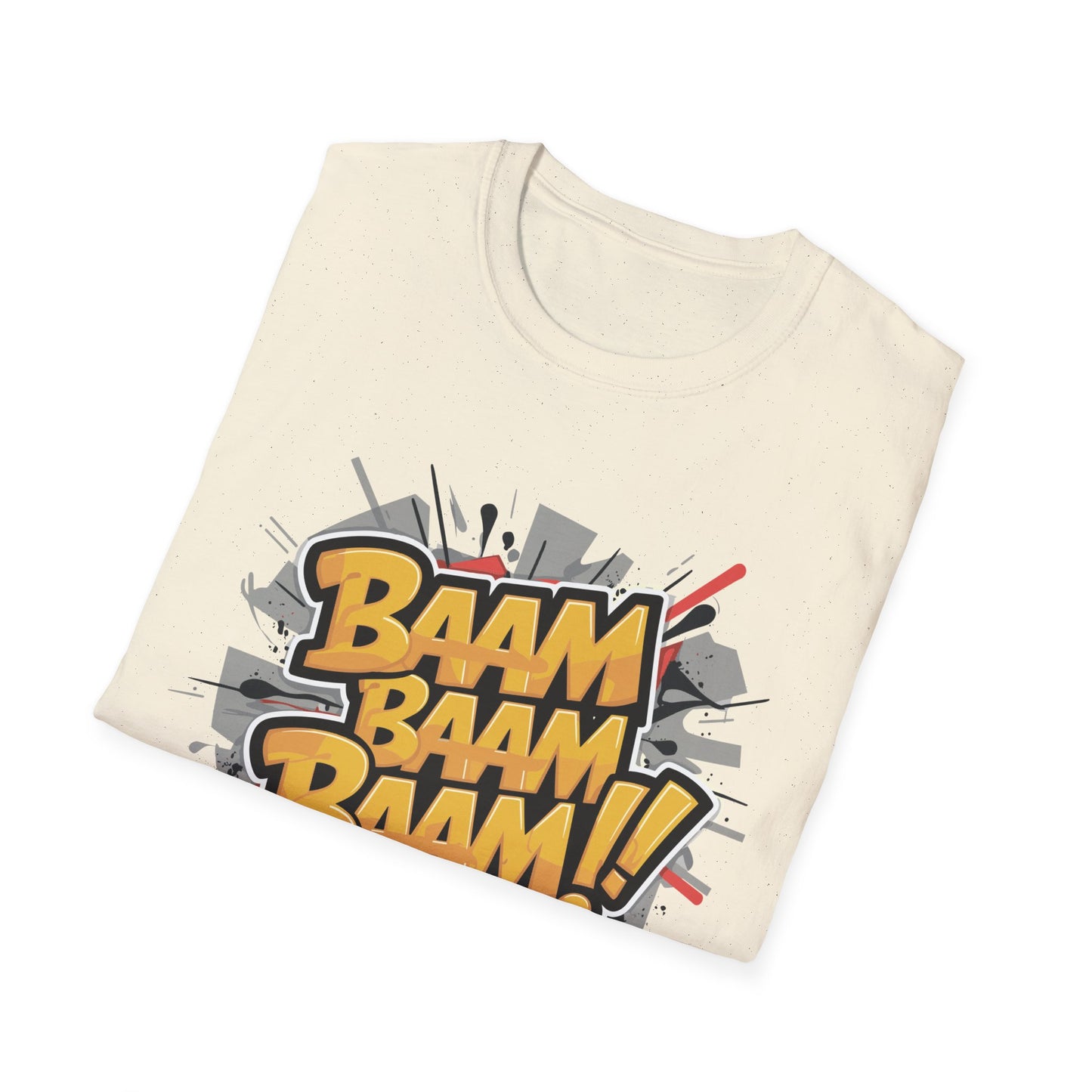 Bam Bam Bam Unisex Softstyle T-Shirt | Fun Graphic Tee for Casual Wear, Gift for Friends, Comic Fans, Birthday, Everyday Style