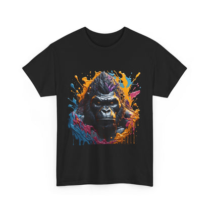 Colorful Gorilla Art Unisex Heavy Cotton Tee - Bold Graphic Tee for Animal Lovers