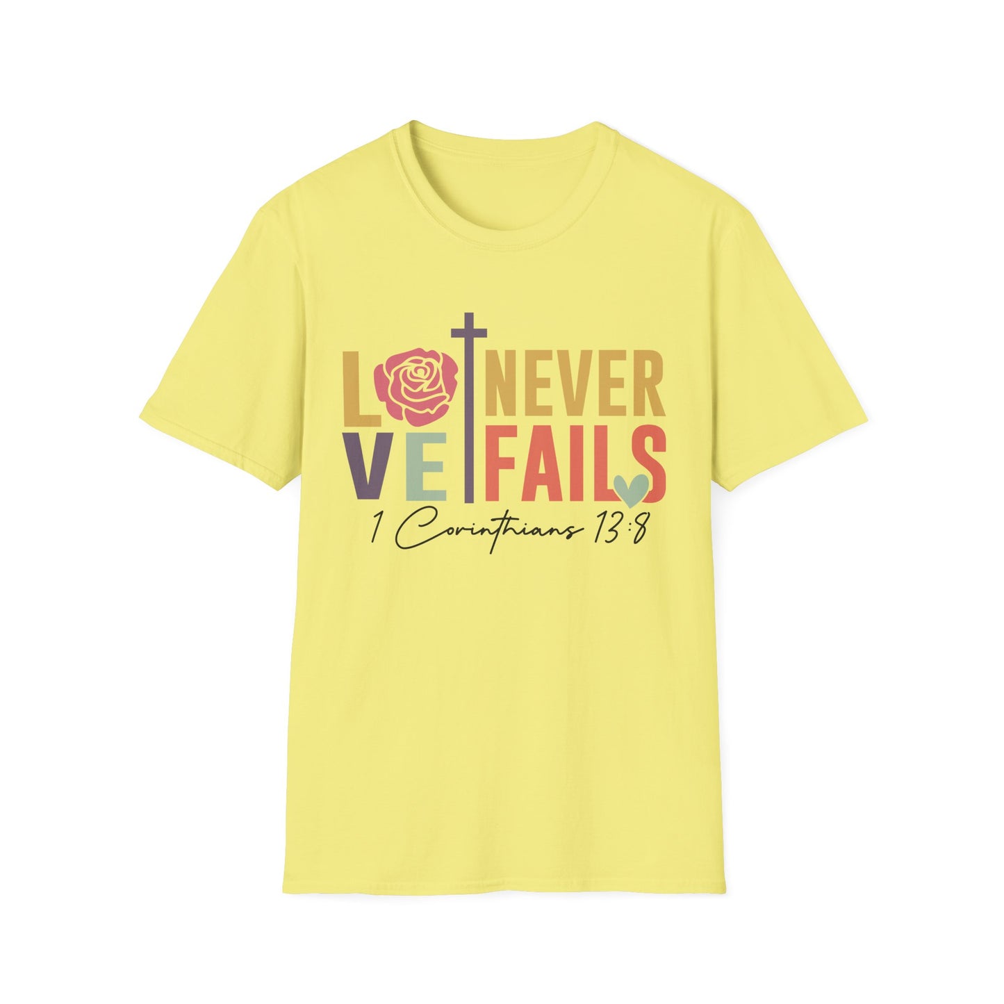 Faith-Inspired Unisex T-Shirt - "Love Never Fails" - Christian Apparel, Gift for Friends, Inspirational Wear, Bible Verse Tee
