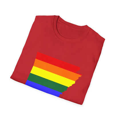 Pride Arkansas T-Shirt, Unisex Rainbow Tee, LGBTQ+ Apparel, Softstyle T-Shirt, Equality Shirt, Gift for Pride Month