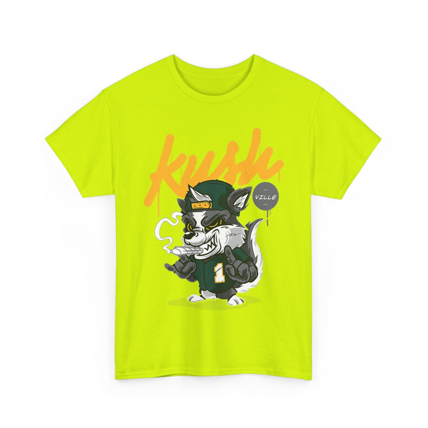 Street Style Unisex Heavy Cotton Tee - 'Kush Ville' Graphic Design