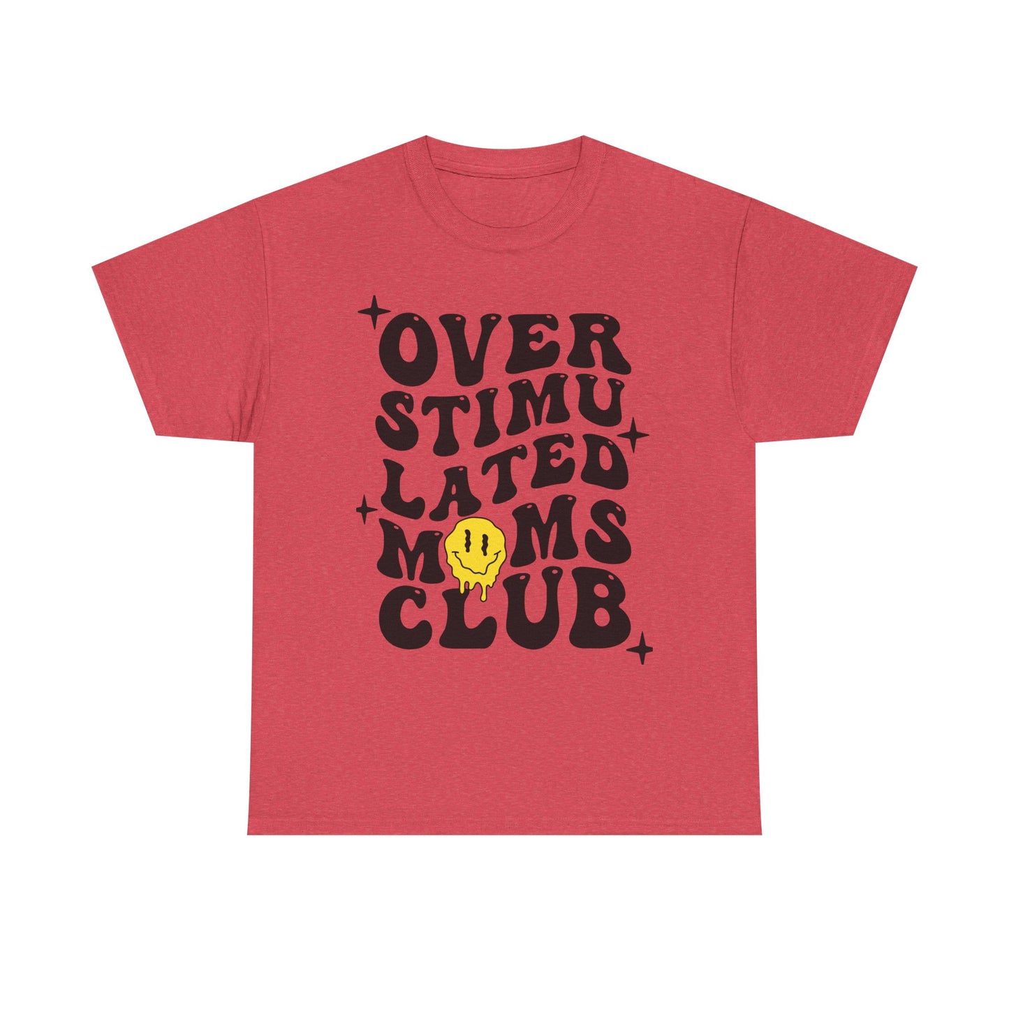Overstimulated Moms Club Unisex Heavy Cotton Tee - Vibrant Orange T-Shirt for Busy Moms