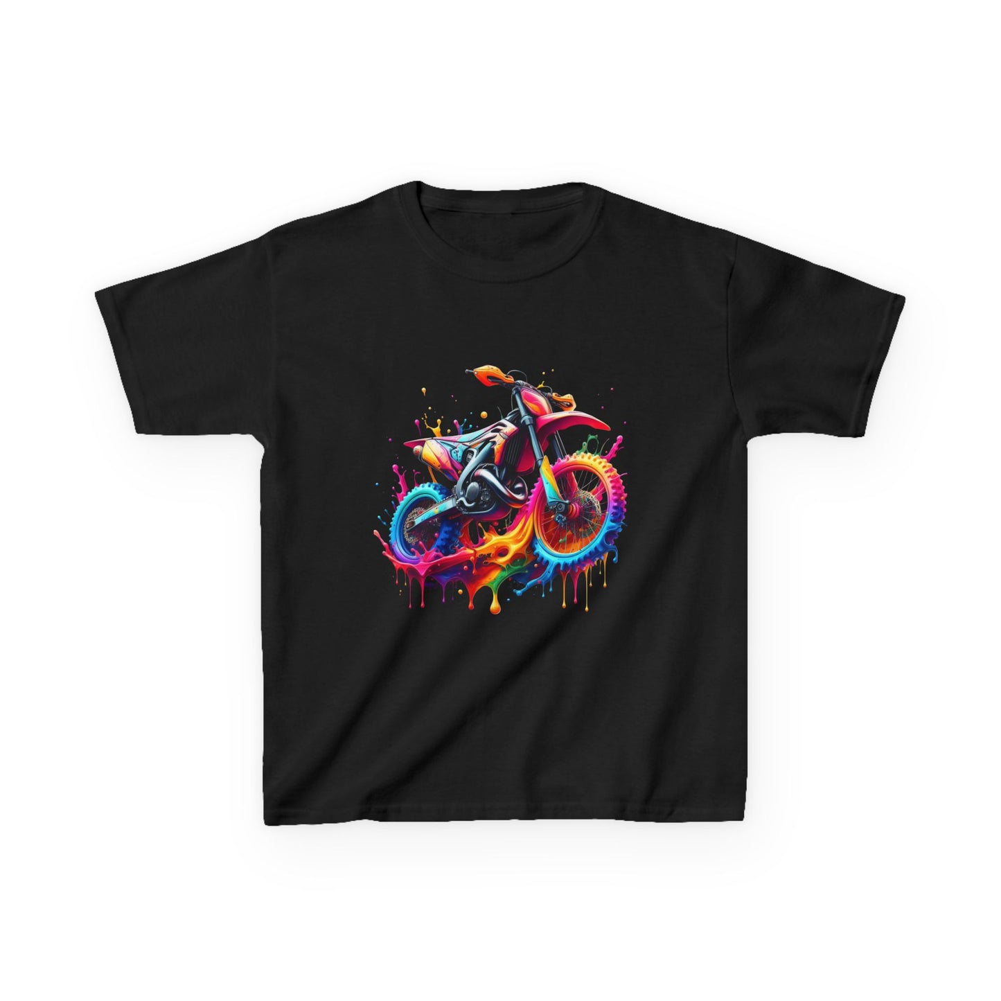 Kids' Motorcycle Graphic Tee - Vibrant Splash Design