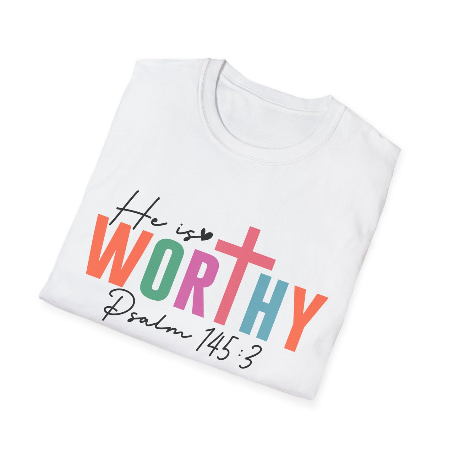 He is Worthy T-Shirt, Unisex Christian Tee, Psalm 145 3 Shirt, Inspirational Gift, Faith-Based Apparel, Church Outfit