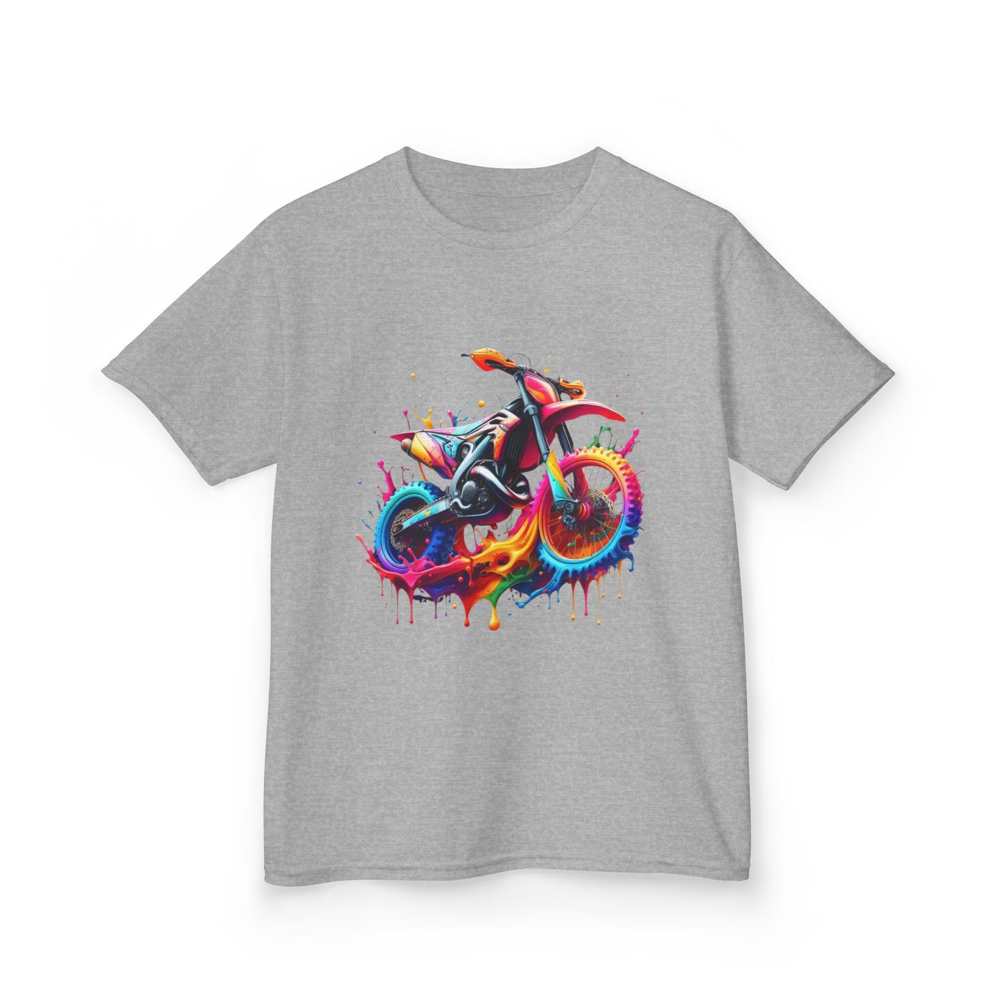 Kids' Motorcycle Graphic Tee - Vibrant Splash Design