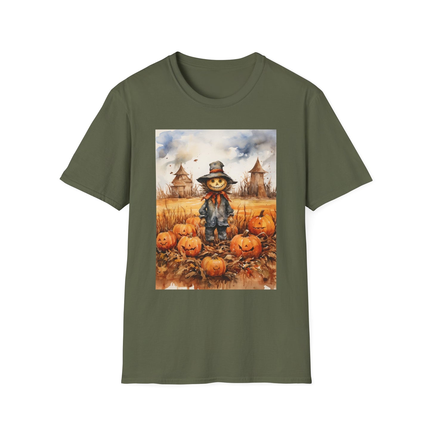 Autumn Scarecrow T-Shirt, Fall Halloween Tee, Pumpkin Patch Shirt, Unisex Graphic Top, Cozy Harvest Apparel
