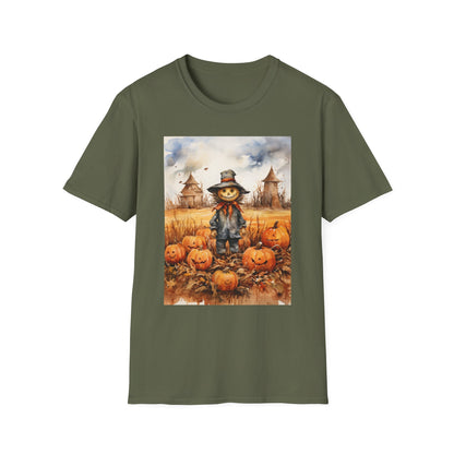 Autumn Scarecrow T-Shirt, Fall Halloween Tee, Pumpkin Patch Shirt, Unisex Graphic Top, Cozy Harvest Apparel
