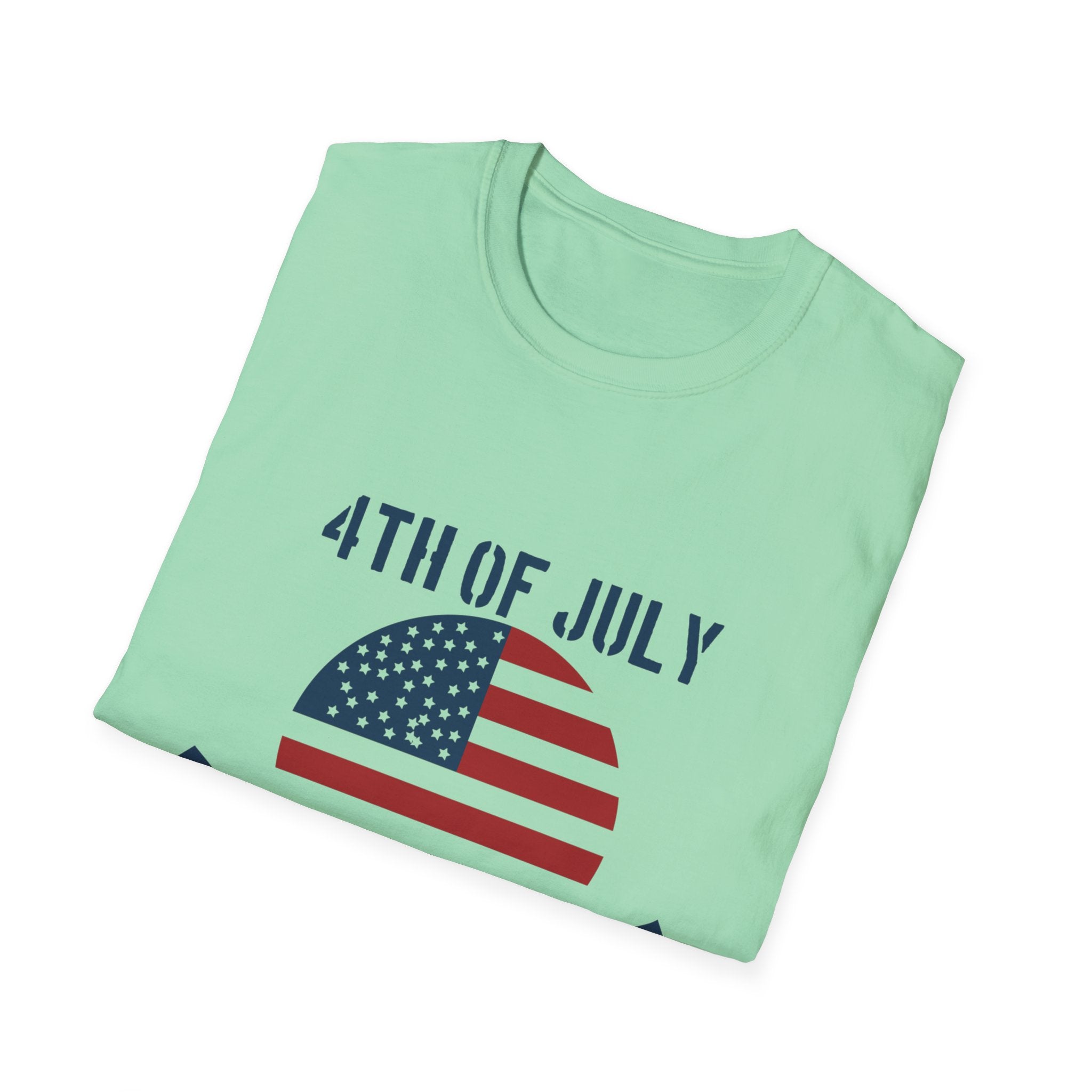 4th of July Unisex Softstyle T-Shirt, Independence Day Tee, Patriotic Shirt, July 4th Celebration Apparel, Summer BBQ Top
