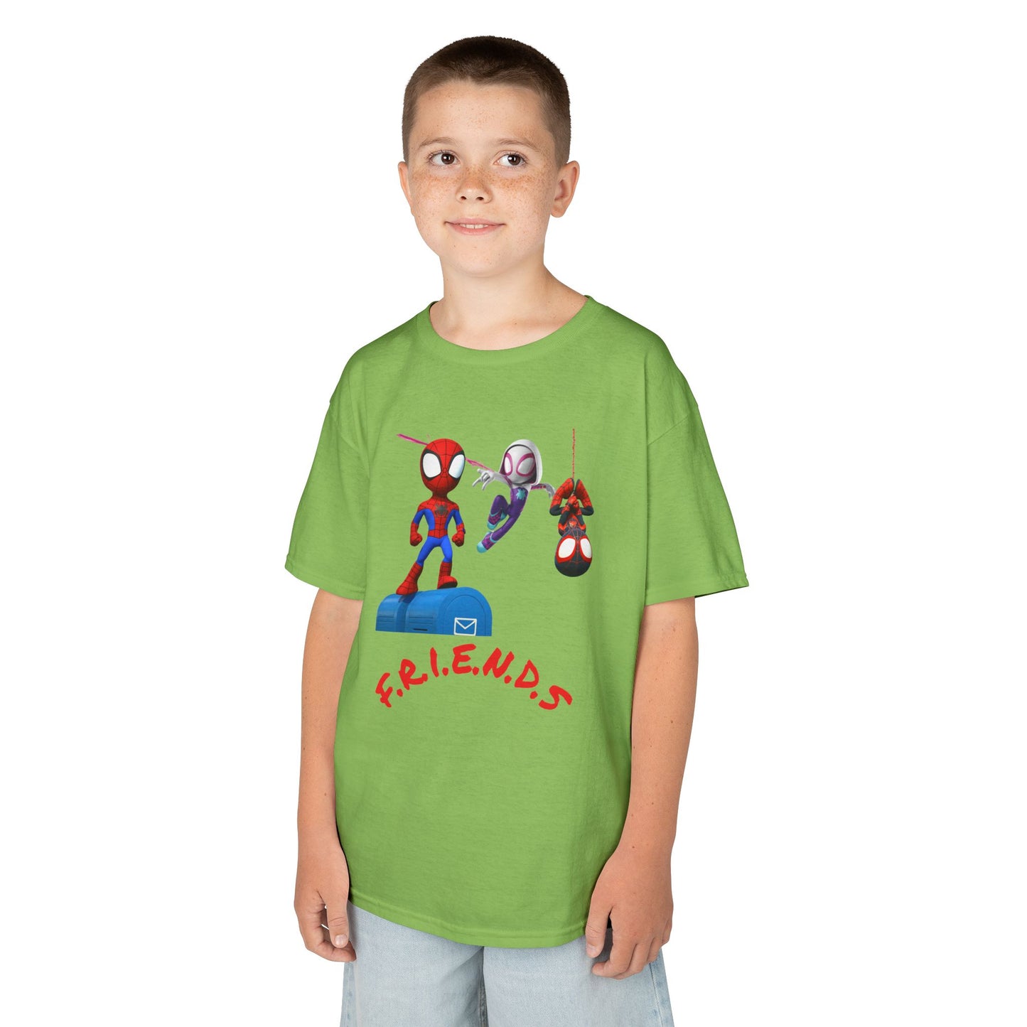 Kids' Friends Spider-Man Tee - Fun & Colorful Cotton T-Shirt for Young Superheroes