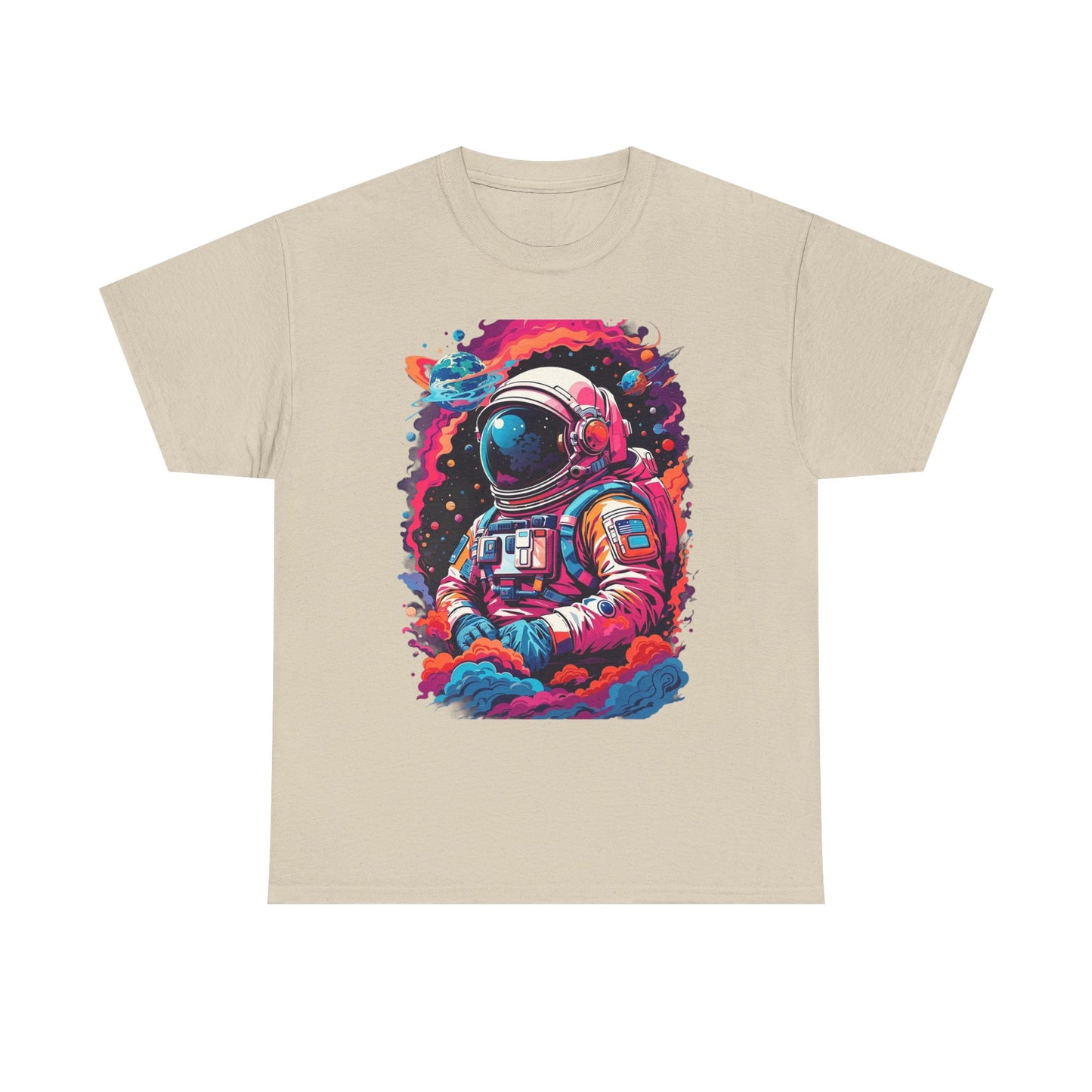Cosmic Astronaut Unisex Heavy Cotton Tee - Galaxy Graphic T-Shirt