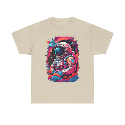 Cosmic Astronaut Unisex Heavy Cotton Tee - Galaxy Graphic T-Shirt