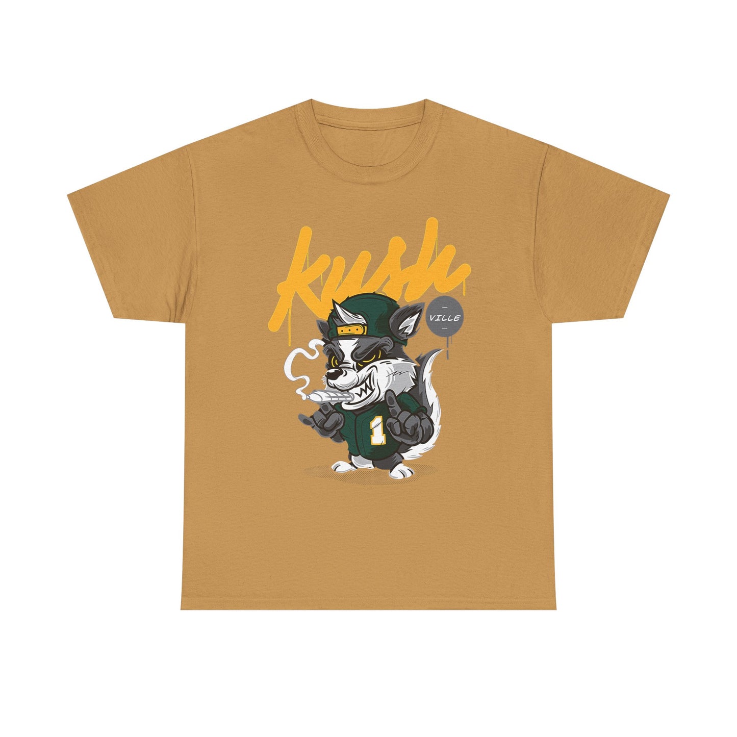 Street Style Unisex Heavy Cotton Tee - 'Kush Ville' Graphic Design