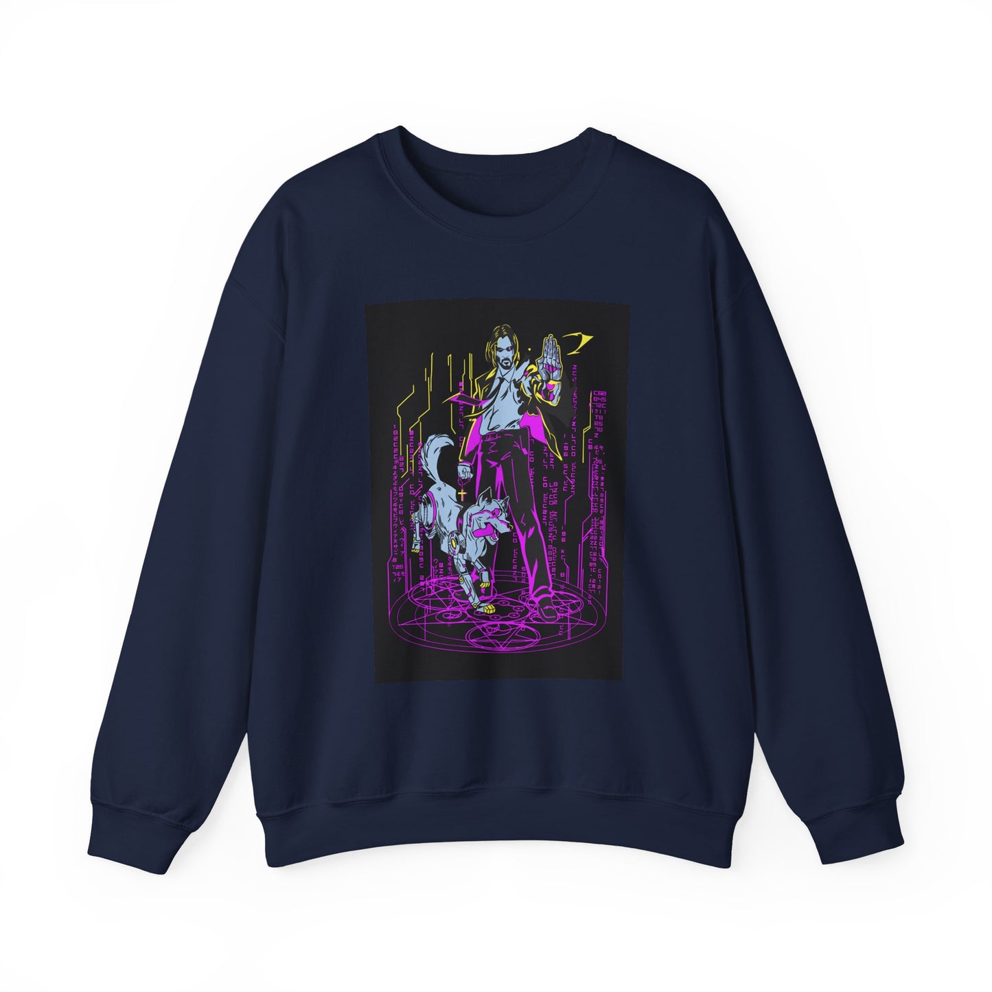 Crewneck Sweatshirt — Neon Cyberpunk Samurai Graphic