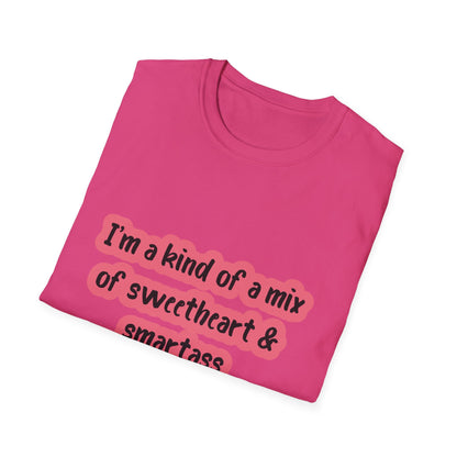 Funny Quote Unisex Softstyle T-Shirt - "I'm a mix of sweetheart & smartass"