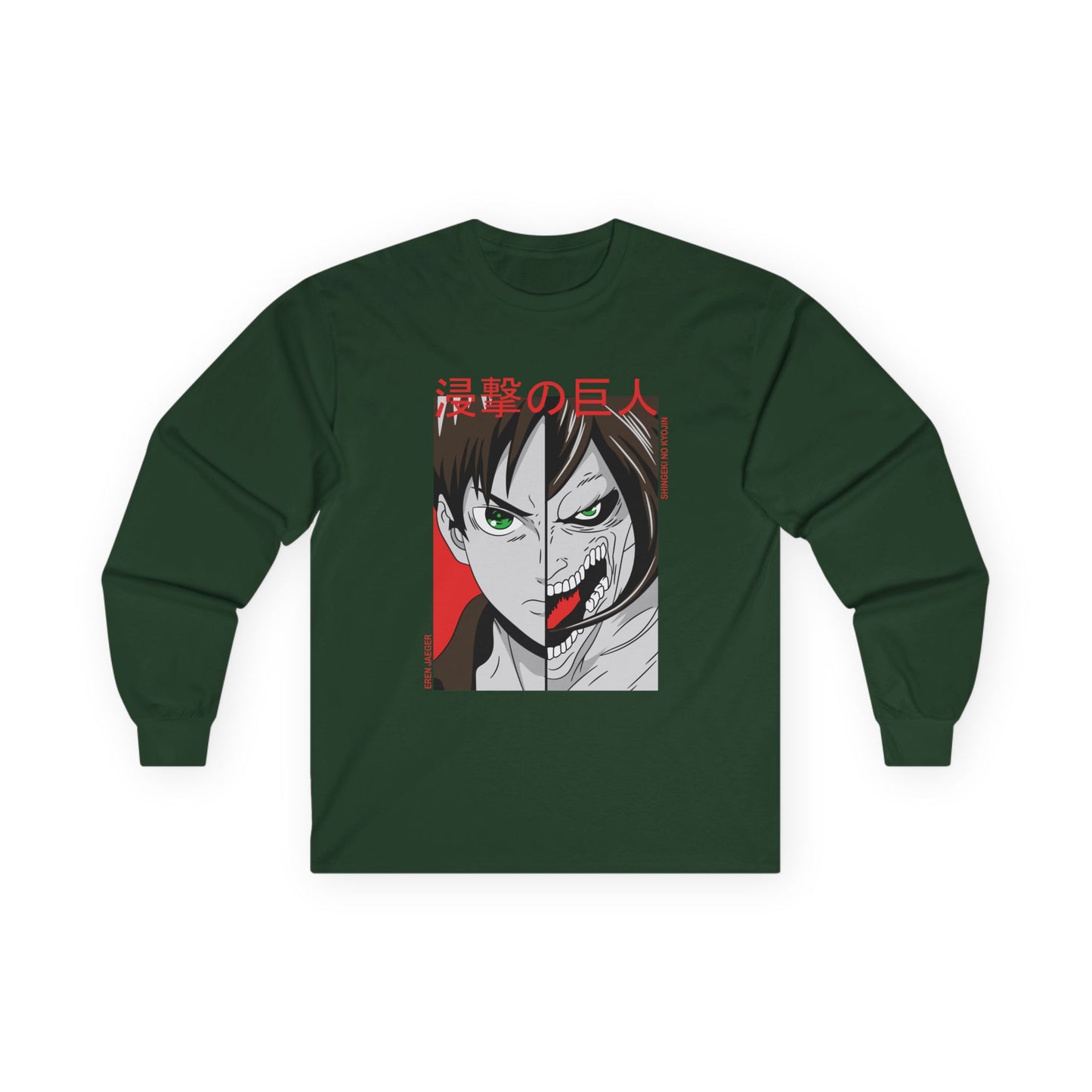Anime Split-Face Long Sleeve Tee — Eren Jaeger Inspired Design