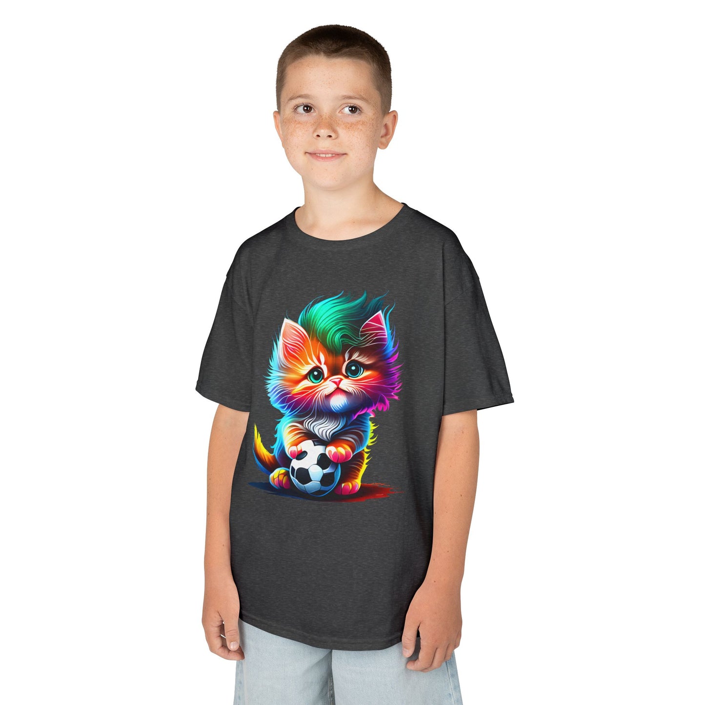 Colorful Cat Soccer Kids Heavy Cotton™ Tee