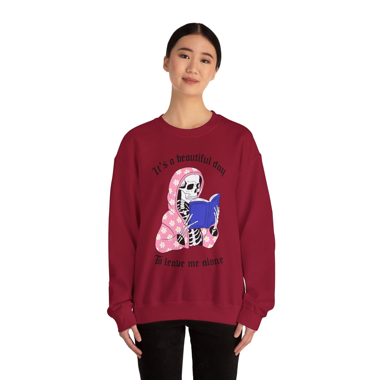 Unisex Heavy Blend™ Crewneck Sweatshirt - "It's a Beautiful Day to Leave Me Alone" Cozy Graphic